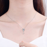 Key Shape Moissanite 925 Sterling Silver Necklace - Flyclothing LLC