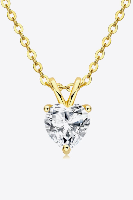 1 Carat Moissanite Heart-Shaped Pendant Necklace - Flyclothing LLC