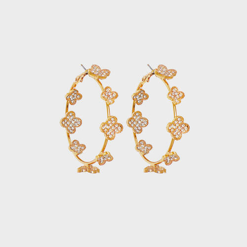 Circle Shape Rhinestone Alloy Earrings - Flyclothing LLC