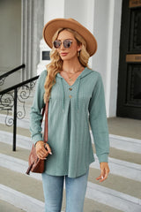 Long Sleeve Hooded Blouse - Flyclothing LLC