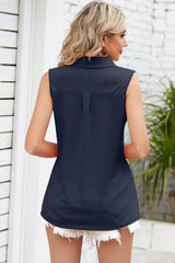 Ruched Johnny Collar Tank - Flyclothing LLC