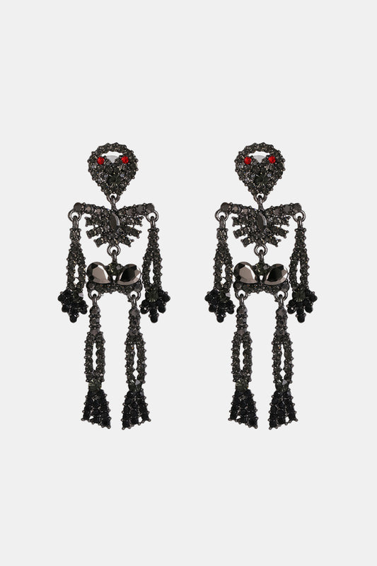 Skeleton Shape Glass Stone Dangle Earrings - Flyclothing LLC