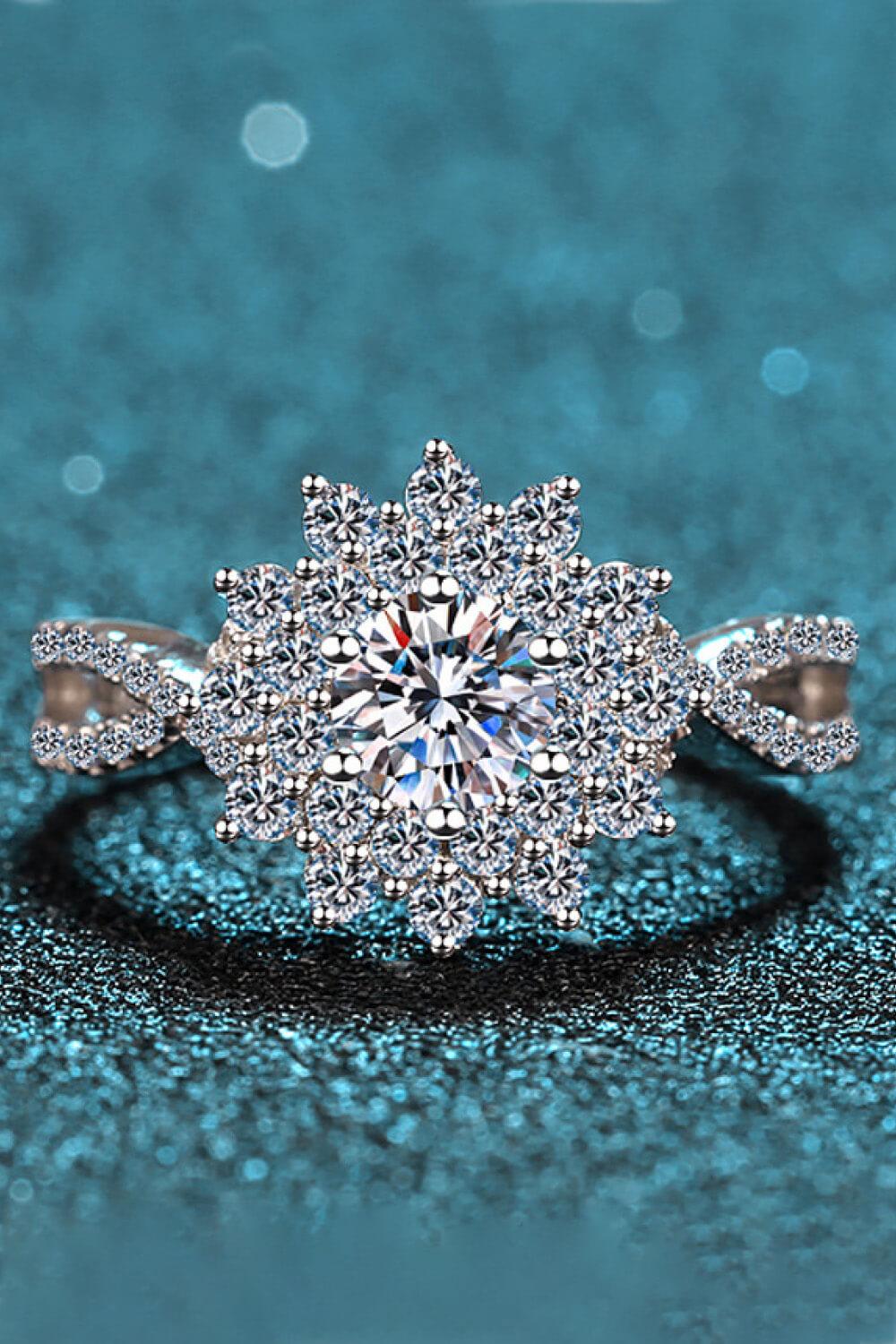 Moissanite Flower-Shape Split Shank Ring - Flyclothing LLC