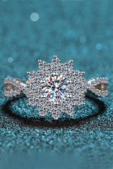 Moissanite Flower-Shape Split Shank Ring - Flyclothing LLC