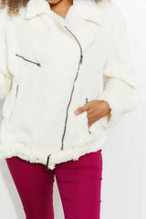 Davi & Dani Come a Little Closer Full Size Faux Fur Jacket - Trendsi