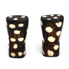 African Natural Bone Salt & Pepper Shakers, Traditional Batik Designs - Flyclothing LLC