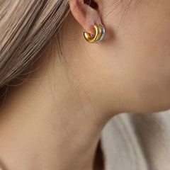 18K Gold-Plated C-Hoop Earrings - Trendsi