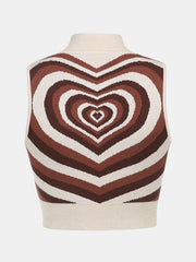 Heart Mock Neck Sweater Vest - Flyclothing LLC