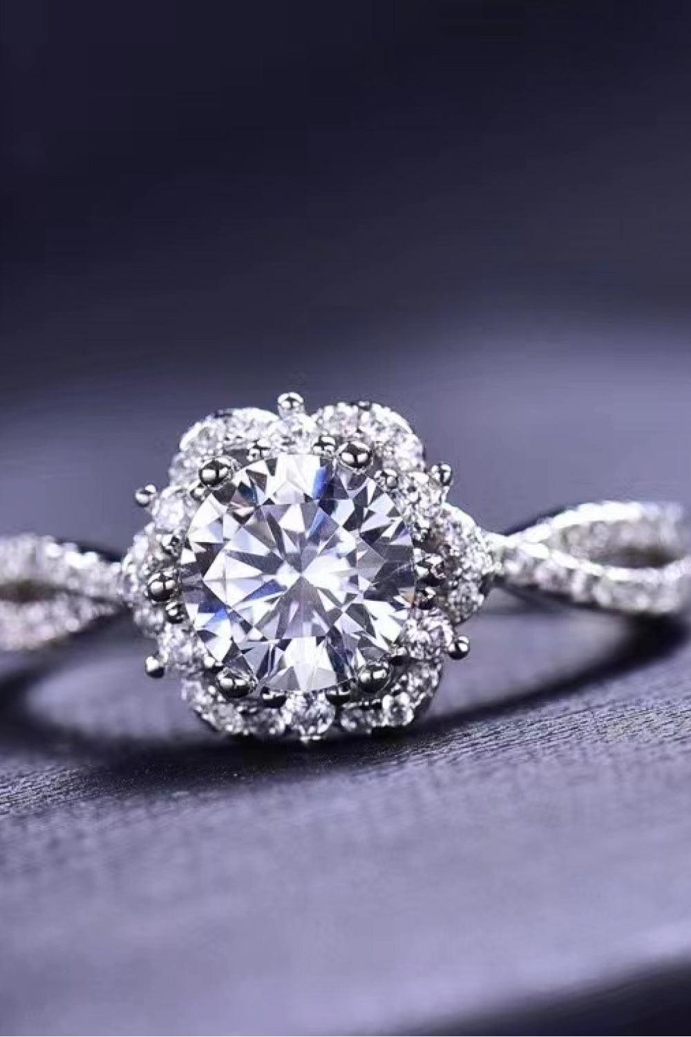 Platinum-Plated Six Prong 1 Carat Moissanite Ring - Flyclothing LLC