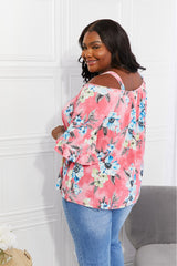 Sew In Love Full Size Fresh Take  Floral Cold-Shoulder Top - Flyclothing LLC