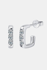 Moissanite 925 Sterling Silver Geometrical Huggie Earrings - Flyclothing LLC