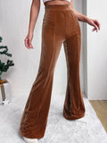 Ribbed High Waist Bootcut Pants - Flyclothing LLC