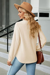 V-Neck Long Sleeve Blouse - Flyclothing LLC