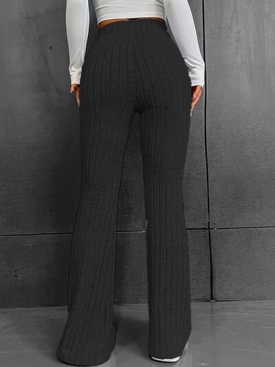 Ribbed High Waist Bootcut Pants - Flyclothing LLC