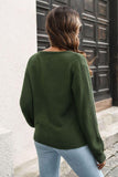 Ribbed Scoop Neck Long Sleeve Pullover Sweater - Flyclothing LLC