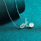 Natural Pearl Pendant Moissanite 925 Sterling Silver Necklace - Flyclothing LLC