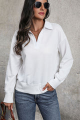 Johnny Collar Dropped Shoulder Blouse - Flyclothing LLC