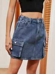 High Waist Denim Skirt - Flyclothing LLC