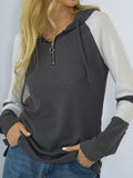 Waffle-knit Raglan Sleeve Zipper Front Hoody - Flyclothing LLC