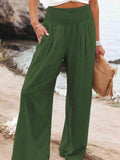 Full Size Smocked Waist Wide Leg Pants - Trendsi