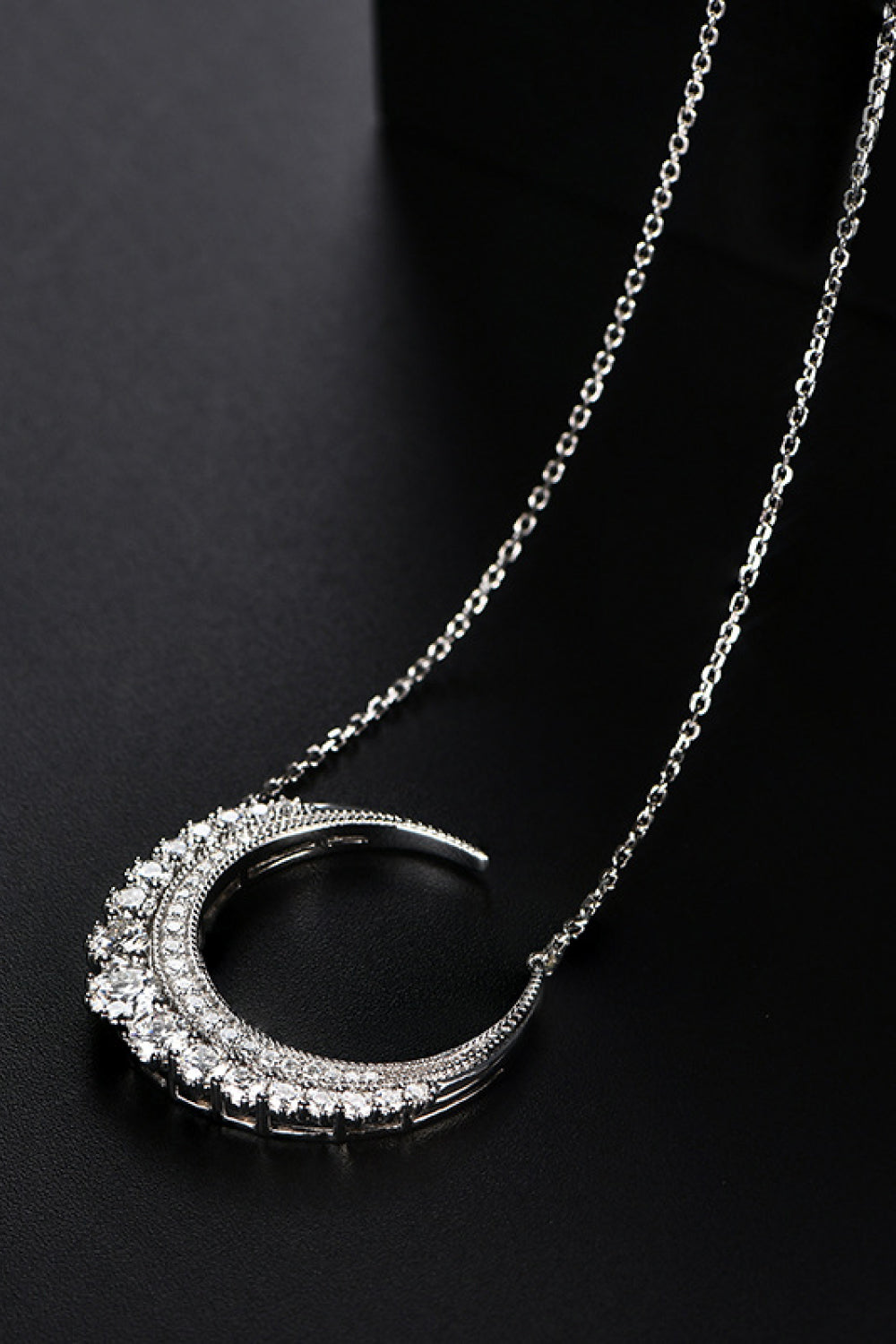 1.8 Carat Moissanite Crescent Moon Shape Pendant Necklace - Flyclothing LLC