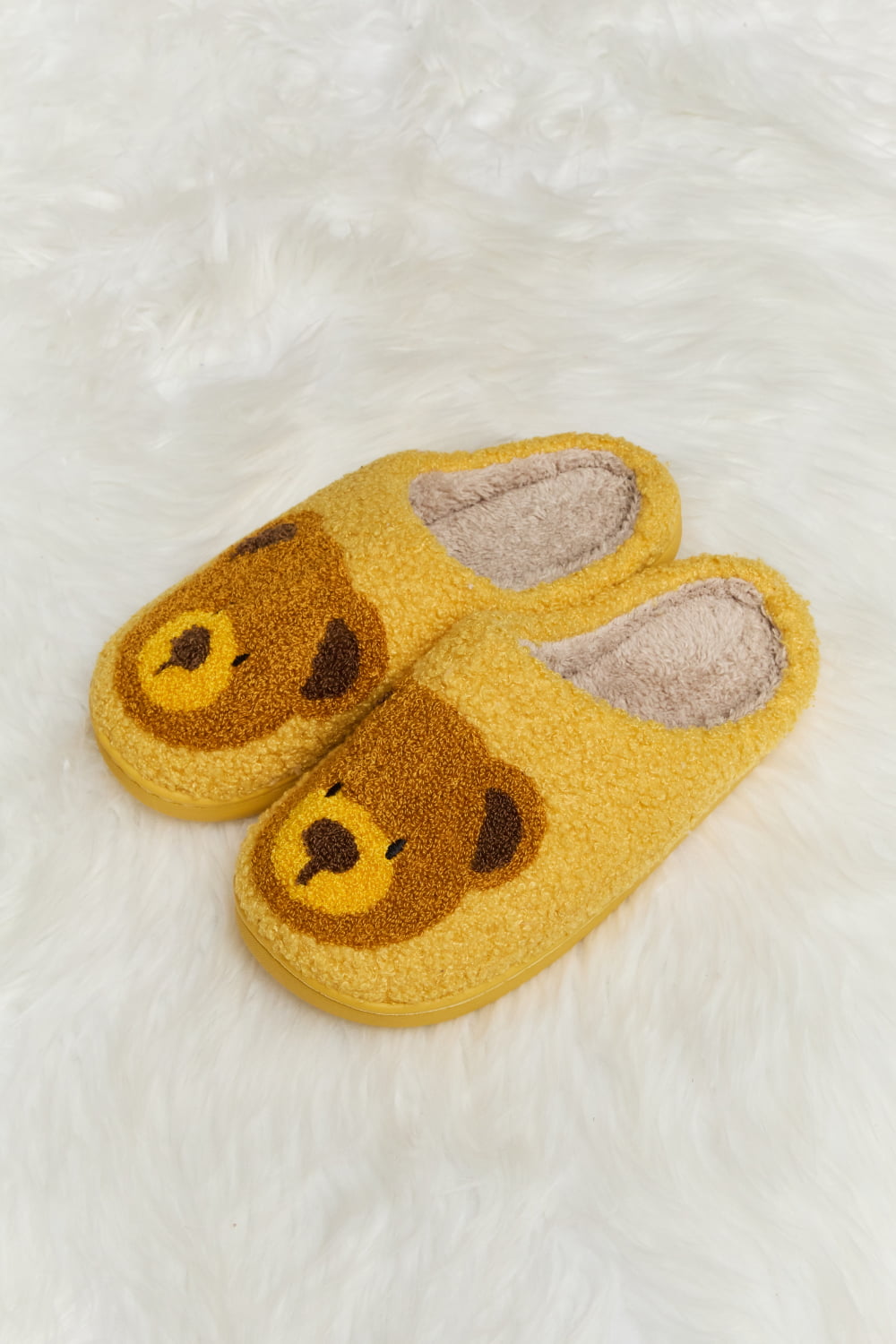 Melody Teddy Bear Print Plush Slide Slippers - Flyclothing LLC