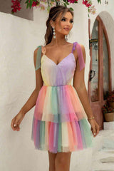 Gradient Tie-Shoulder Layered Dress - Trendsi