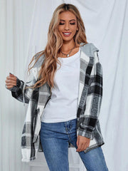 Plaid Hooded Jacket with Pockets - Flyclothing LLC