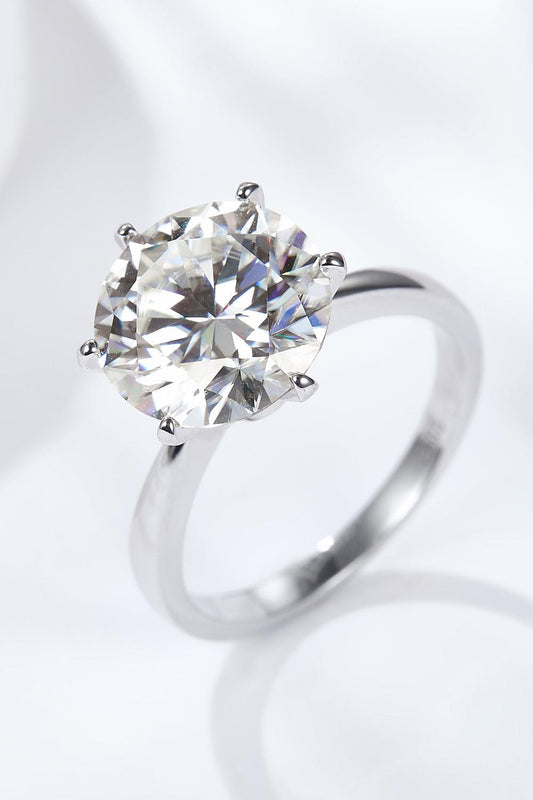 Platinum-Plated 5 Carat  Moissanite Solitaire Ring - Flyclothing LLC