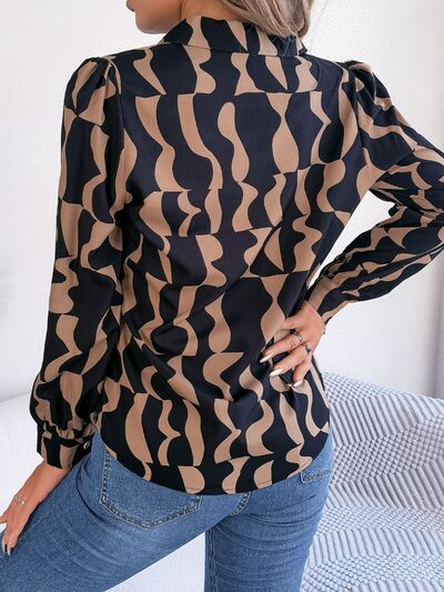 Printed Button Up Long Sleeve Shirt - Flyclothing LLC