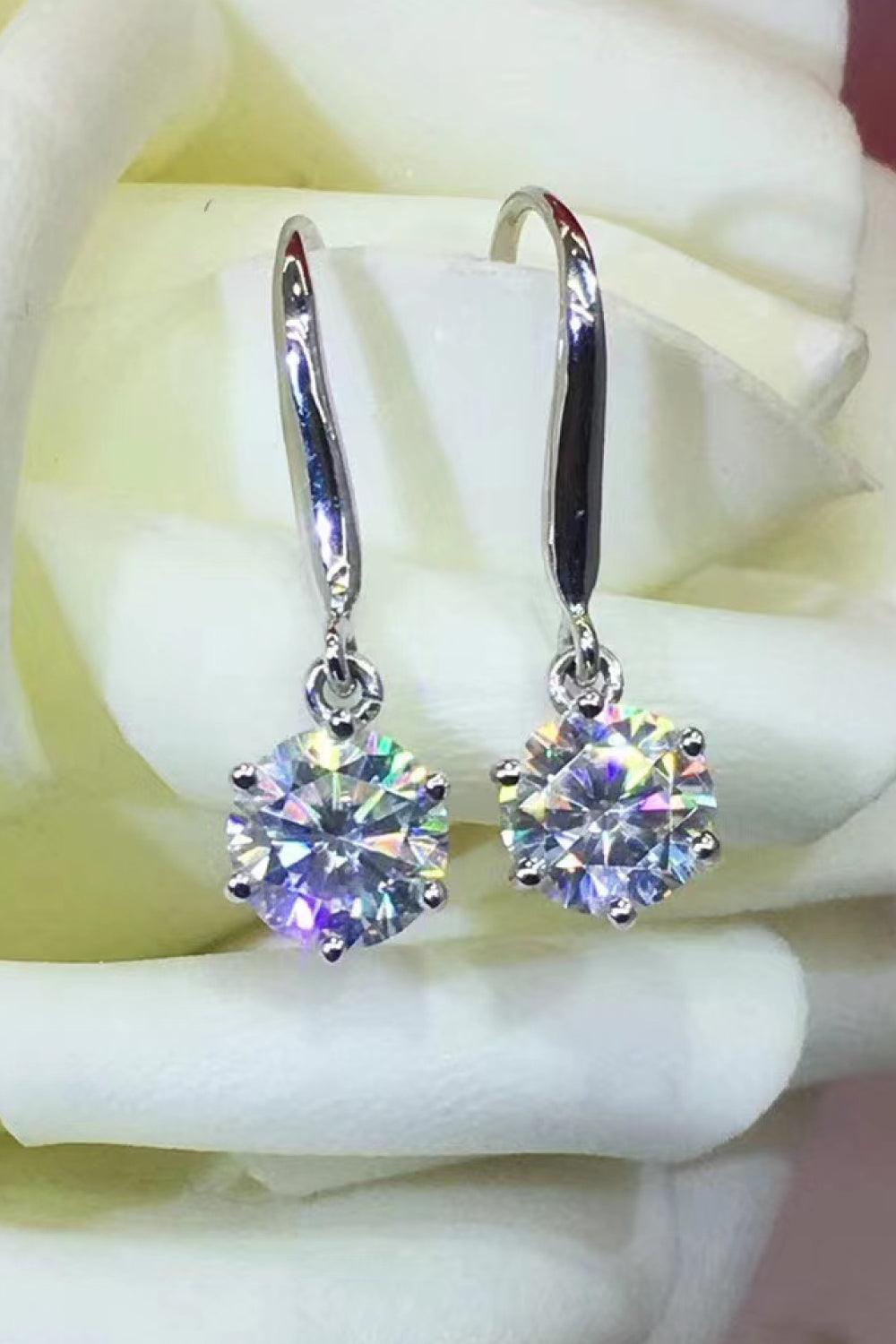 2 Carat Moissanite 6-Prong Drop Earrings - Flyclothing LLC