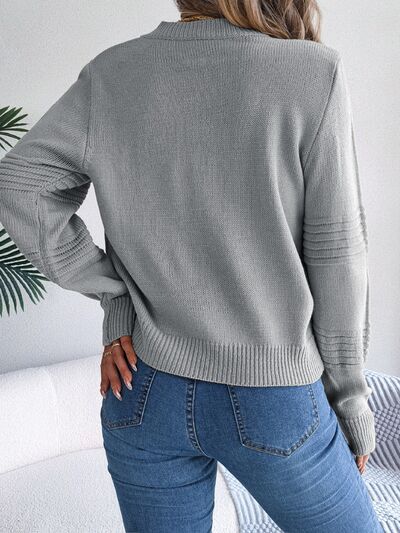 Round Neck Long Sleeve Sweater - Flyclothing LLC