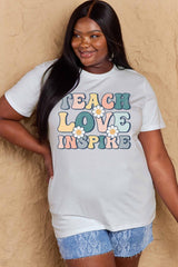 Simply Love Full Size TEACH LOVE INSPIRE Graphic Cotton T-Shirt - Flyclothing LLC