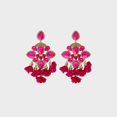 Flower Shape Rhinestone Alloy Dangle Earrings - Flyclothing LLC