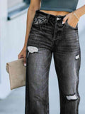 Distressed Straight Leg Jeans - Flyclothing LLC