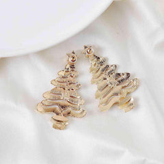 Rhinestone Alloy Christmas Tree Earrings - Trendsi