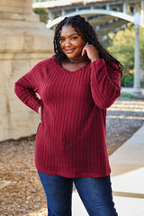 Basic Bae Full Size Ribbed Round Neck Long Sleeve Knit Top - Flyclothing LLC