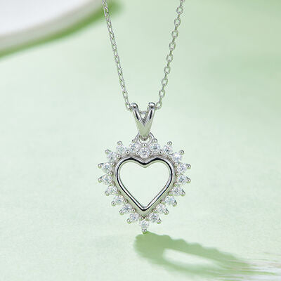 Moissanite 925 Sterling Silver Heart Pendant Necklace - Flyclothing LLC