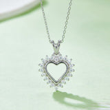 Moissanite 925 Sterling Silver Heart Pendant Necklace - Flyclothing LLC