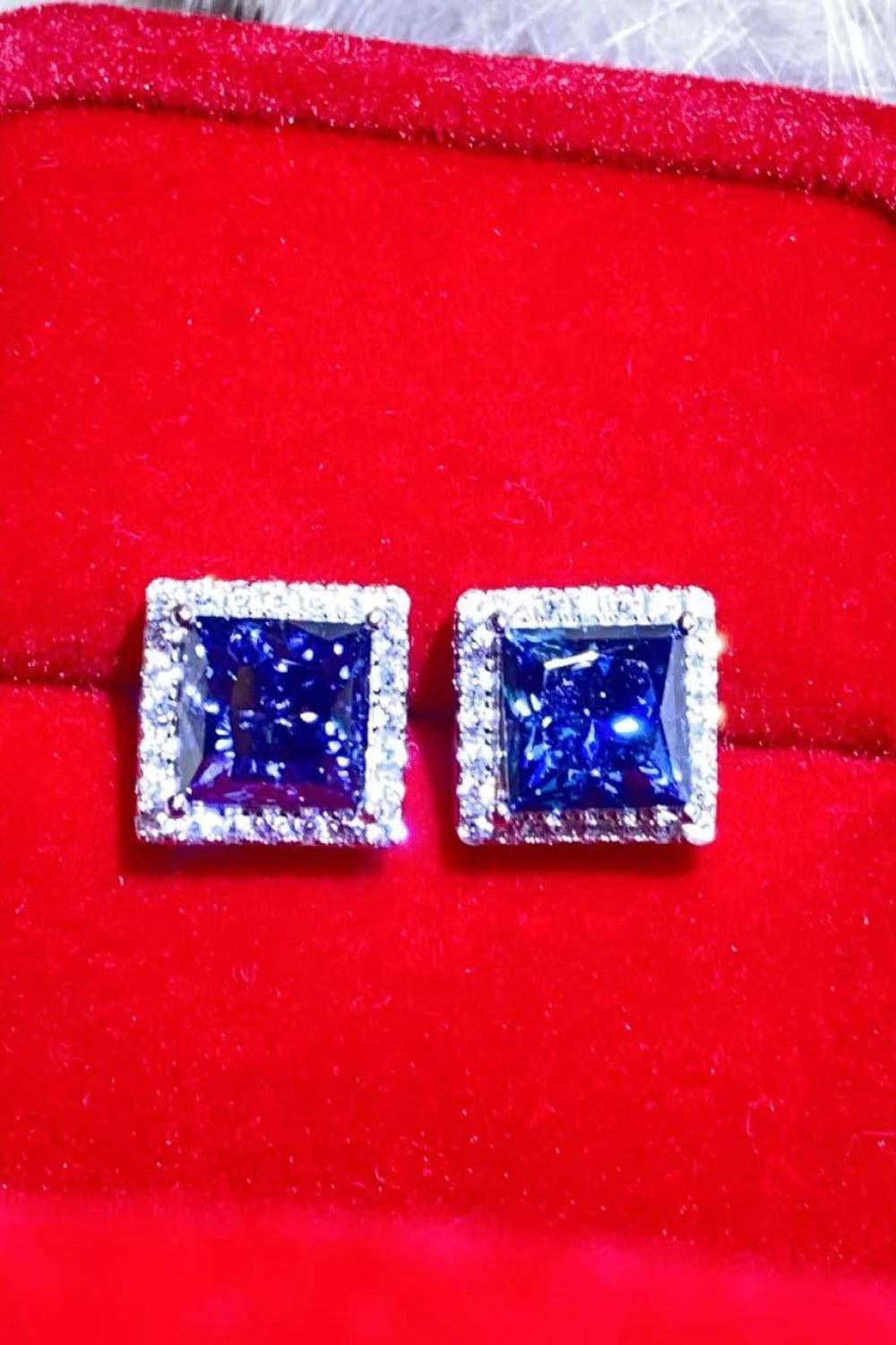 925 Sterling Silver 4 Carat Moissanite Square Earrings - Flyclothing LLC