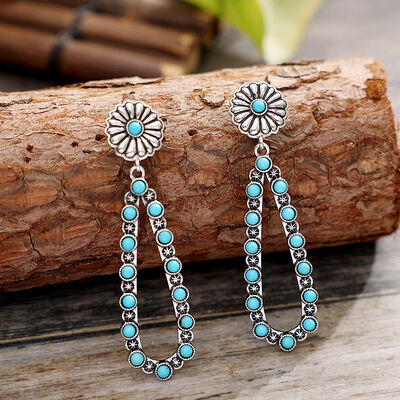 Flower Artificial Turquoise Teardrop Earrings - Flyclothing LLC