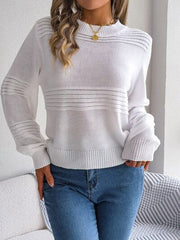 Round Neck Long Sleeve Sweater - Flyclothing LLC