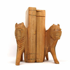 Carved Wood Lion Book Ends, Set of 2 - Flyclothing LLC