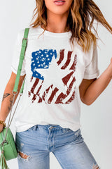 US Flag Graphic Round Neck Tee - Flyclothing LLC