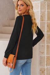 Round Neck Long Sleeve Top - Flyclothing LLC