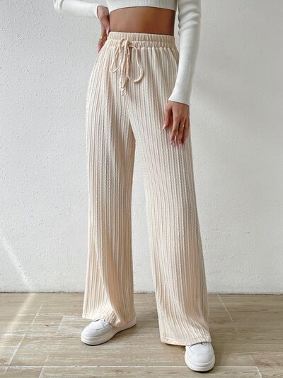 Drawstring Wide Leg Pants - Flyclothing LLC