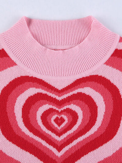 Heart Mock Neck Sweater Vest - Flyclothing LLC