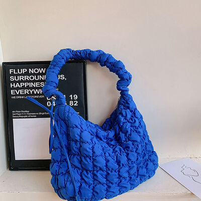 Drawstring Adjustable Strap Quilted Shoulder Bag - Flyclothing LLC