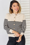 Striped Button Up Long Sleeve Cardigan - Flyclothing LLC