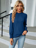 Round Neck Flounce Sleeve Blouse